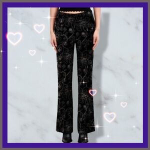 The Kooples Black Velvet Brocade Women's Flare Pants